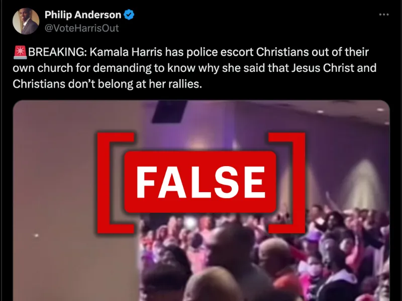 No, Kamala Harris didn't say Christians 'don't belong' at her rallies